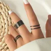 Boho Gold Color Cross Wide Rings uppsättning för kvinnor Girls Simple Chain Finger Tail Rings Smyckesgåvor Ring Kvinna