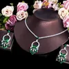 Conjunto de pendientes de collar CWWZircons Noble amarillo Zirconia cúbica piedra borla gota grande y pendiente de alta calidad mujeres fiesta de graduación joyería T026