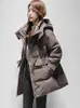 Dames down parkas mode dames lange jas winter warme vrouw met capuchon gekantde jassen dames losse Koreaanse zwarte puffer outdiner 221201