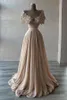 Elegant Off The Shoulder Chiffon Long Prom Dresses 2023 Beaded Pearls Ruched Floor Length Women Gala Evening Party Gowns robes BC11949