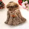 Piumino per bambini Inverno Leopardo Collo in pelliccia sintetica Autunno Fiore Tenere al caldo Addensare Abbigliamento per bambini Giacca per ragazze Capispalla Abbigliamento 221130