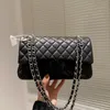 CC Luxury Brand Cross Body Shoulder Lambskin Classic C Double Flap Purse Silver Metal Matelasse Chain Pochette Handväska