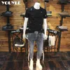 Men's T-Shirts Summer Mercerized Cotton Men's T-shirt Embroidery 2022 Slim Round Neck Elastic Short Sleeve Youth Handsome Fashion Tees Clothes T221130