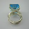 Luxe 925 Sterling Silver Rings 20x15mm Blauwe Topaz Cable Wrap Ring Gemstone Sieraden Rose Quartz Zwart Onyx Women Ring