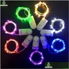 Led Strings 1M 2M Copper Sier Wire Lights Battery Fairy Light For Christmas Halloween Home Party Wedding Decoration Drop Dhwiz