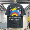 T-shirty męskie ładne umyte drukowanie puffy Rainbowt Men Men Wysokiej jakości ciężka tkanina T-shirt T-Style Tops TEE T221130