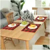 Коврики накладки фестиваля на вечеринке настольный стол Placemat Red Black Black Blacks Tleabloth Tablecloth Коврик Рождественский День Благодарения День Столки DHQOA