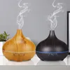 Diffuseurs d'huiles essentielles de haute qualité 550 ml Diffuseur d'huiles essentielles d'aromathérapie Grain de bois Télécommande Humidificateur d'air à ultrasons avec 7 couleurs de lumière 221201