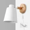 Wall Lamp With Plug Iron E27 Macaroon 6 Color Bedside Led EU/US L Sconces Switch Decoration Light Fixture Nordic