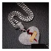 Pendentif Colliers Hip Hops Diamant Band Aid Heartbreak Pendentif Coeur Brisé Alliage Collier Ok Étiré Drop Livraison Bijoux Neckla Dhugc