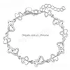 Charm Armband 925 Sterling Sier FL Heart AAA Zircon Chain Armband For Women Wedding Engagement Party Fashion Smycken Drop Deliver DH3XL