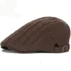 Berets HT2192 BERET CAPS Män kvinnor Autumn Winter Justerbar retro Vintage Ivy Sboy Solid Sticked Hats Flat