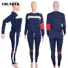 Women's Two Piece Pants CM YAYA Active 2 Pieces Set for Women Fall Winter Fitness Outfit Pullover Sweatshirt Jogger Sporty Street Tracksuit 221130