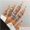 Ringas de banda vintage estrela letra mam￣e mam￣e arma￧￵es femininas anel g￳tico c￭rculo g￳tico an￩is para adolescentes j￳ias femininas conjuntos de presentes Deld Deliv Dhii3