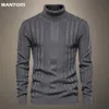 Herrtröjor Turtleneck stickad avslappnad smal passform Basic High Collar Pullover Manlig Elastic Business Men 221130