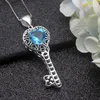 Pendant Necklaces Hermosa Prom Gifts Child Girls Charms Heart London BlueTopaz Silver Color Necklace For Women 20 Inch