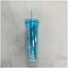 Tumblers 10 Colored 20Oz Acrylic Skinnny Tumbler With Lid St Walled As Reusable Plastic Cups Clear Straight Travel Water Bot Dhgarden Dhsk7