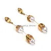 Dangle Chandelier Elegant Metal Korean Simated Pearl Dangle Earrings For Woman Fashion Wedding Party Girls Long Jewelry Drop Delive Dhzrp