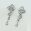 Dangle Earrings Cubic Zircon CZ Wedding Flowers Earring For Bridal Women Girl Prom Jewelry With 925 Silver Pin CE10762