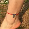 Tornozeleiras boho rosca vermelha olho turco pulseira de olho de olho fofo hamsa fatima foot cadeia de jóias de halhal para mulheres tornozeleira