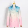 Costumes pour femmes dégradé couleur Blazers pour femmes 2022 mode dames hauts col cranté simple boutonnage lune broderie Blazer manteaux