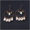 Dangle Chandelier Vintage Handmade Big Round Dangle Earrings Shell Drop For Women Fashion Ethnic Jewelry Delivery Dhinz