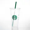 DHL Mermaid Goddess Starbucks Cups 24oz/710ml Plastic Mugs Tumbler Reusable Clear Drinking Flat Bottom Pillar Shape Lid Straw Cup