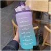 Gobelets Gobelets Bouteille d'eau 2 litres grande capacité de motivation avec marqueur de temps Fitness entraînement tasses en plastique salle de sport en plein air Dhgarden Dhfwz