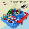 Diecast model Auto Montessori Rail Auto Train Track Track Toys For Kids 2 tot 4 jaar oud Adventure Game Boy Birthday Gift Children Parking Lot 221201