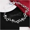 Urok Bracelets 925 Sterling Sier Fl Heart Aaa Cyrron Chain Bransoletka dla kobiet Wedding zaręczynowy impreza mody biżuteria Dostarcz dh3xl