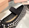 Miu Rhinestones. Puste buty baletowe dla kobiet impreza świąteczne dziewczęta kryształ płaski płaski bolesny bolesny bankiet ślub Mary Jane Buty z pudełkiem