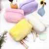 Cosmetic Bags 1pc Solid Color Makeup Soft Plush Make Up Brushes Storage Case Travel Toiletry Organizer Handbag Necessaries