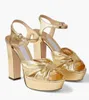 Retroinspirerad heloise-plattform Sandaler skor knutna remmar Party Wedding Dress Open Toe High Heels Elegant Brand Lady Sexig Gladiator Pumpar EU35-43 Original Box