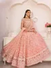 Blush Pink Party Prom Invité Robes avec Wrap Choli Indien Lahnga Demi Saree Lehenga Caftan Princesse Soirée Pccasion Robe