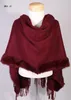 Scarves Burgundy Wintry Women's Wool Cashmere Fur Shawl Spring Winter Thick Warm Wrap Cape