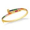 Hip Hop Colorful Zircon Dail Bangle Bangle Bling 18K Gold Gold Plated Rap Lover Jewelry Jewelry