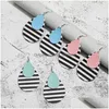 Dangle Chandelier Fashion Designer Pu Leather Waterdrop Dangle Earring For Women Colorf Double Layer Sier Plating Hook Statement E Dhsnc