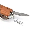 Openers Bottle Openers Beer Wine Stainless Steel Tin Opener Mti Function Wooden Handle Key Chains Small Knife Keyrings Table Dhgarden Dhnsg