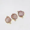 Pendant Necklaces Natural Slice Rose Crystal Quartz Connector Women 2022 Raw Pink Irregular Slab Stone Druzy For Necklace Jewelry Making