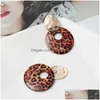 Dangle Chandelier Leopard Print Geometric Round Wood Stud Earring For Women Wholesale Fashion Pretty Sepcial Design Jewelry Drop D Dhyvd