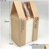 Disposable Take Out Containers Kraft Paper Toast Bag Disposable Containers With Clear Window Food Baking Packaging Bags Oil Dhgarden Dh9Jn