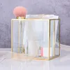 Saklama kutuları afbc nordic altın ızgara cam flip tank kutusu lüks modern kozmetik konteyner mikro-alet çiçek salonu