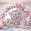 Feestdecoratie macaron snoep kleurrijke ballonnen slinger boog chrysanthemum folie meisje prinses verjaardag bruiloft decor baby shower