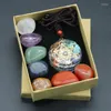 Decorative Figurines 7PCS/Set Natural Stone Crystal Gemstone Chakras Healing Quartz Mineral Ornaments Home Decoration Gifts Box For Children