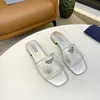 Med Box Black White Transparent Flat Slide Slippers for Women Leather Slides Sandaler Fashion Casual Mules Summer Beach Pool9153335