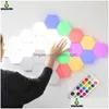 Wall Lamps Colorf Diy Quantum Light Touch Sensor Colorchanging Night Lamp 6Pcs 10Pcs Modar Hexagonal Led Wall Bedroom Drop Delivery Dhrgp