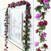 Fleurs décoratives rose romantique fleur artificielle bricolage de soie fausse pour la fête à la maison du mariage de décoration de mariage 2,5 m de suspension