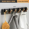 Robe Hooks TAICUTE Folding Towel Hanger 2ways Installation Wall Coat Clothes Holder for Bathroom Kitchen Bedroom Hallway Black Gold 221201