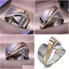 Band Rings J￳ias de moda Ladies Rose Rose Gold Ring Simple Crossed Drop Drop Dat entre Dhjrw