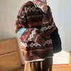 Erkek Sweaters Chic Erkek Kazak Kalın Kış Geometrik Baskı Termal Elastik Anti-Kuş
